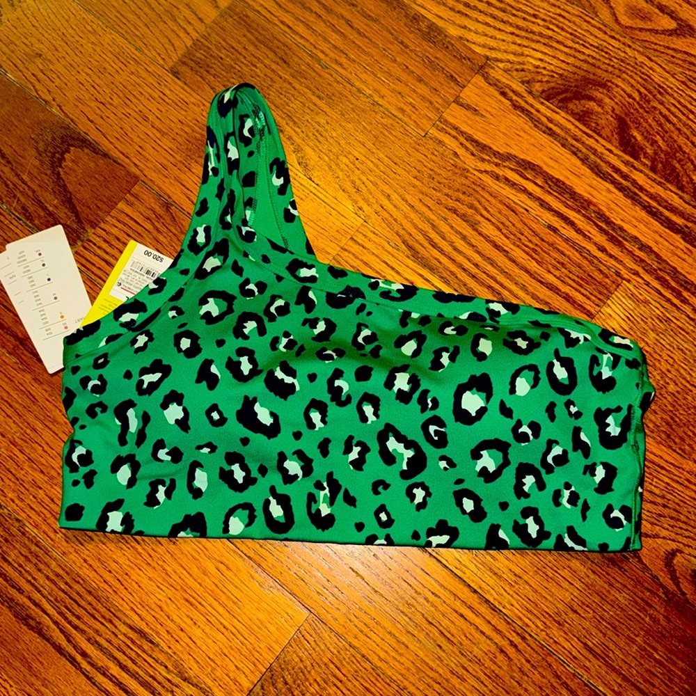 All In Motion Green Print Light Support One Shoulder Sports Bra, Women’s  XL